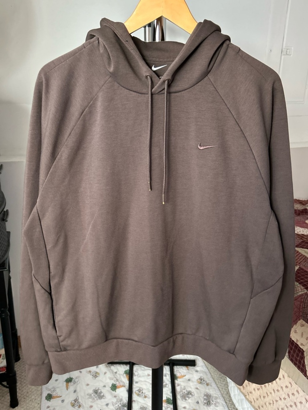 Nike Swoosh Pullover Hoodie Sweatshirt Brown